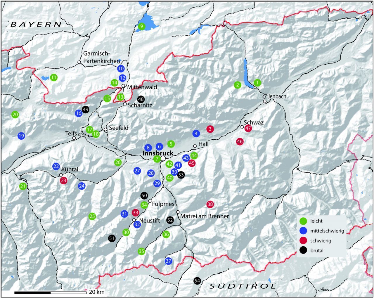 Übersichtskarte Kinderwagenwanderungen und Tragetouren Tirol, Innsbruck und Umbgebung Übersichtskarte mit Eintragung der Kinderwagen- und Tragetouren Tirol, Innsbruck und Umbgebung